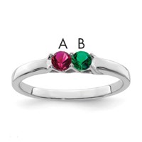 Sterling Silver Rhodium-plated Synthetic 2 Stone Mother's Ring view 1
