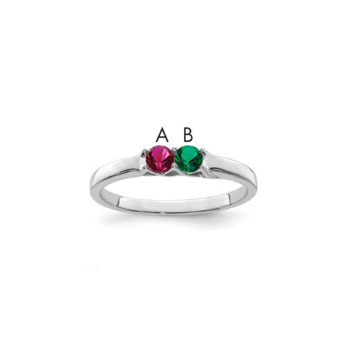 14K White Gold Synthetic Family Jewelry Ring
