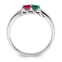 Sterling Silver Rhodium-plated Synthetic 2 Stone Mother's Ring view 3