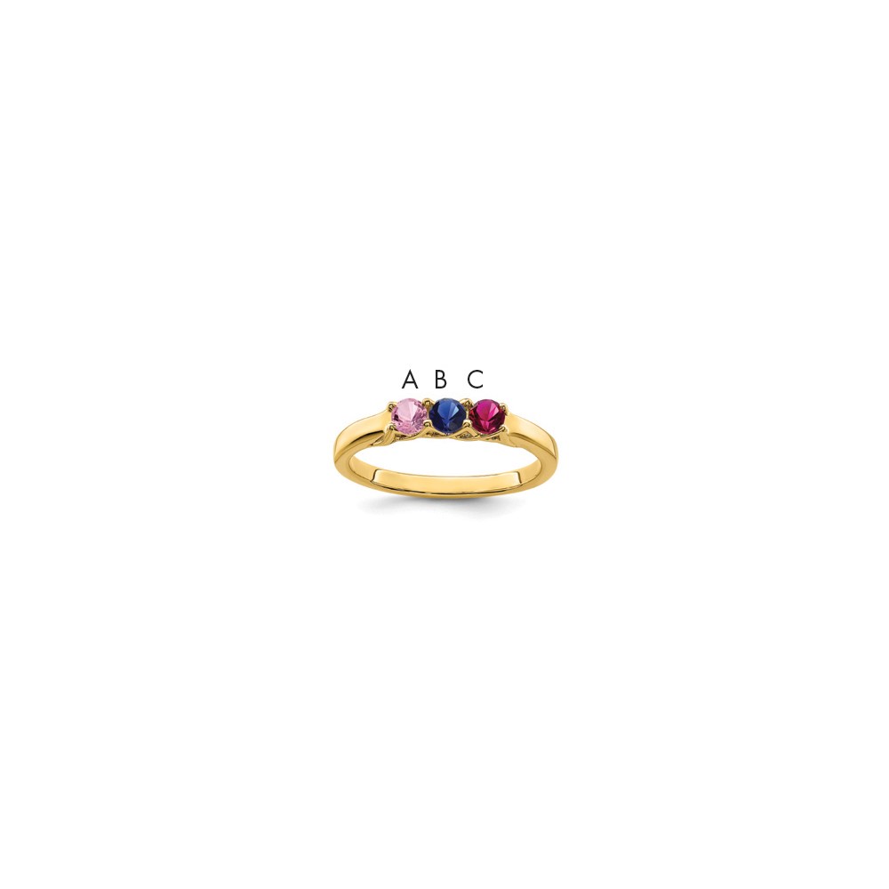 14K Yellow Gold Genuine 3 Stone Mother's Ring