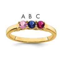 14K Yellow Gold Genuine 3 Stone Mother's Ring view 1