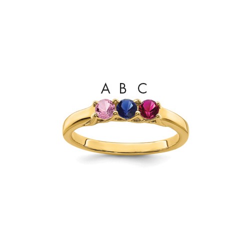 14K Yellow Gold Genuine 3 Stone Mother's Ring