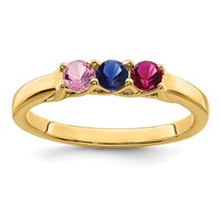 14K Yellow Gold Genuine 3 Stone Mother's Ring view 2