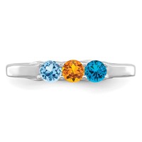14K White Gold Genuine 3 Stone Mother's Ring view 5