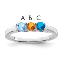 14K White Gold Genuine 3 Stone Mother's Ring view 1