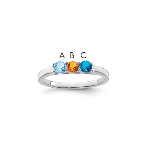 14K White Gold Synthetic Family Jewelry Ring