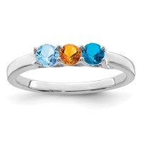 14K White Gold Genuine 3 Stone Mother's Ring view 2