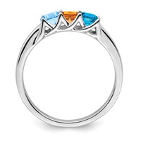 14K White Gold Genuine 3 Stone Mother's Ring view 3