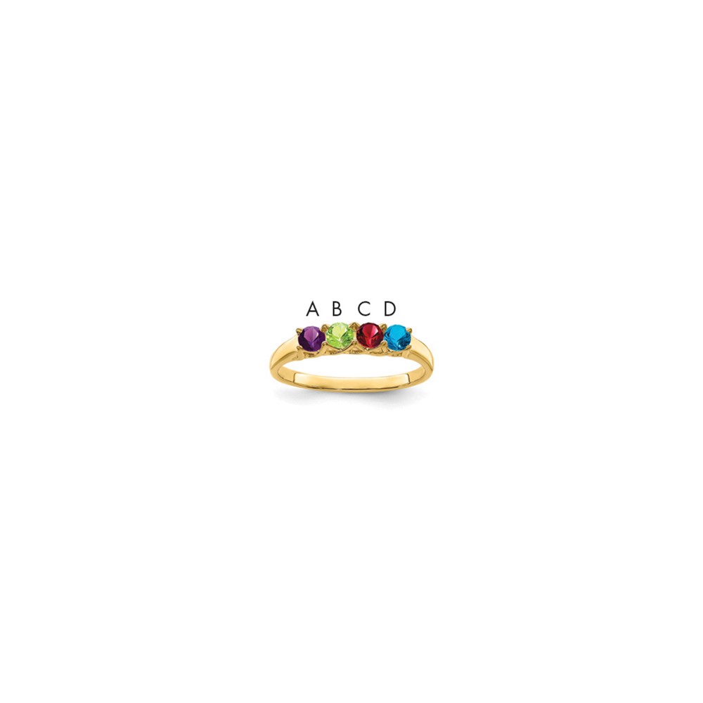 14K Yellow Gold Genuine 4 Stone Mother's Ring