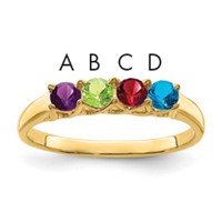 14K Yellow Gold Genuine 4 Stone Mother's Ring view 1