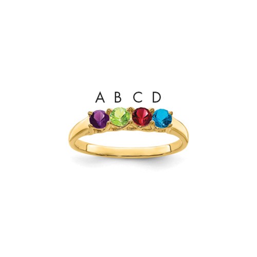 14K Yellow Gold Genuine 4 Stone Mother's Ring