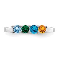 Sterling Silver Rhodium-plated Synthetic 4 Stone Mother's Ring view 5