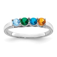 Sterling Silver Rhodium-plated Synthetic 4 Stone Mother's Ring view 2