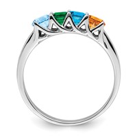 Sterling Silver Rhodium-plated Synthetic 4 Stone Mother's Ring view 3