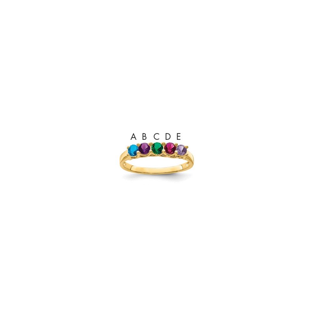 14K Yellow Gold Genuine 5 Stone Mother's Ring