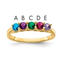 14K Yellow Gold Genuine 5 Stone Mother's Ring view 1