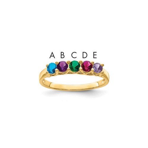 14K Yellow Gold Genuine 5 Stone Mother's Ring