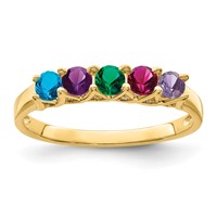 14K Yellow Gold Genuine 5 Stone Mother's Ring view 2