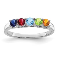 Sterling Silver Rhodium-plated Synthetic 5 Stone Mother's Ring view 2