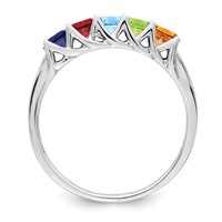 Sterling Silver Rhodium-plated Synthetic 5 Stone Mother's Ring view 3