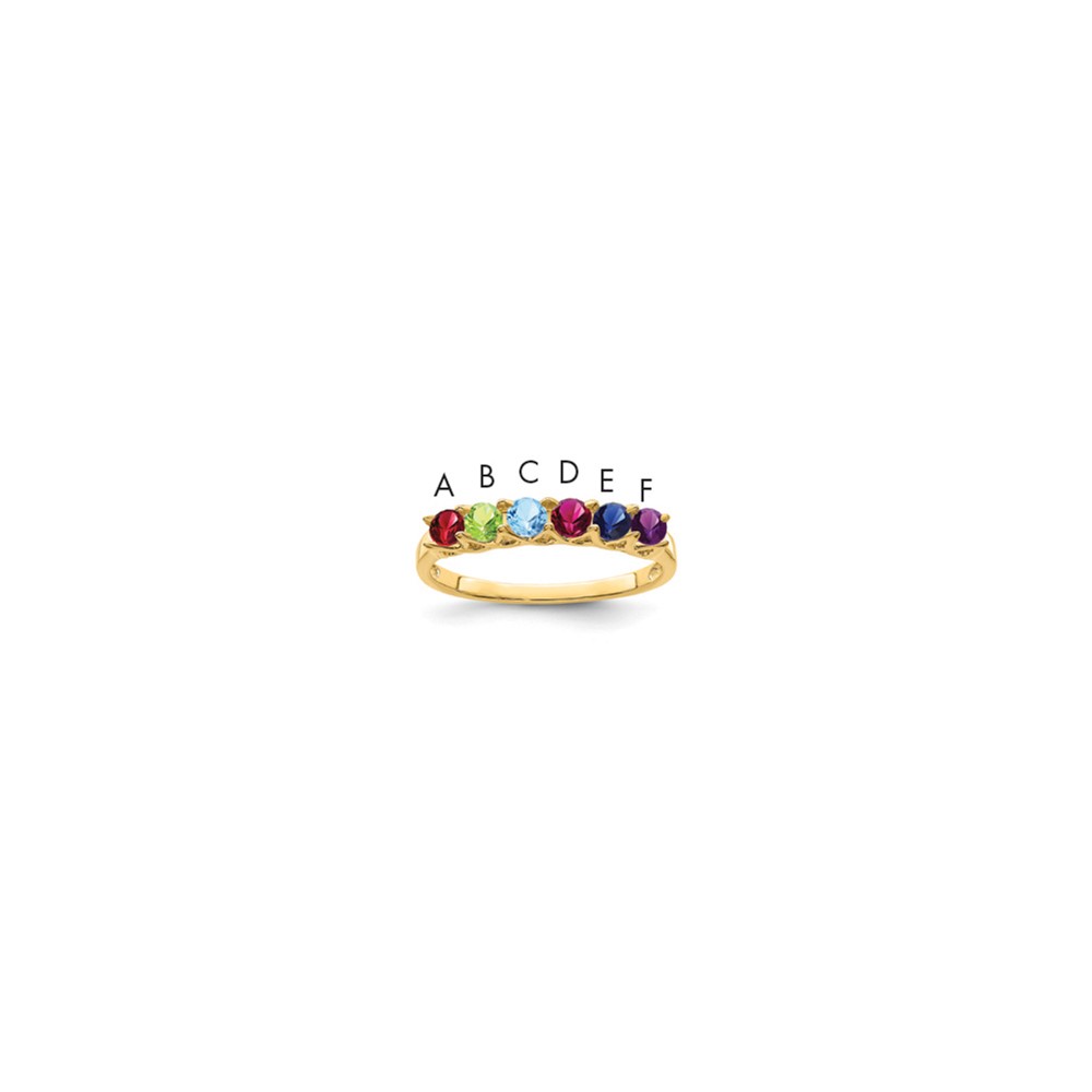 14K Yellow Gold Genuine 6 Stone Mother's Ring