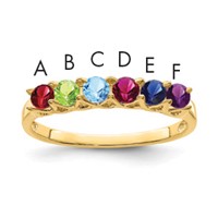 14K Yellow Gold Genuine 6 Stone Mother's Ring view 1