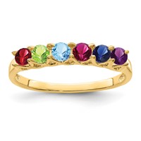 14K Yellow Gold Genuine 6 Stone Mother's Ring view 2