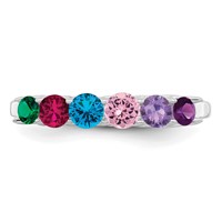 Sterling Silver Rhodium-plated Synthetic 6 Stone Mother's Ring view 5