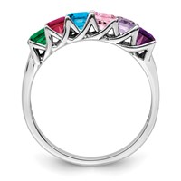 Sterling Silver Rhodium-plated Synthetic 6 Stone Mother's Ring view 3