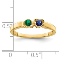 14K Personalized 2-Name Synthetic 2 Stone Couple's Ring view 4