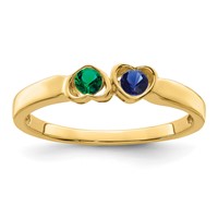 14K Personalized 2-Name Synthetic 2 Stone Couple's Ring view 1