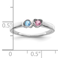 14K White Gold Personalized 2-Name Synthetic 2 Stone Couple's Ring view 4