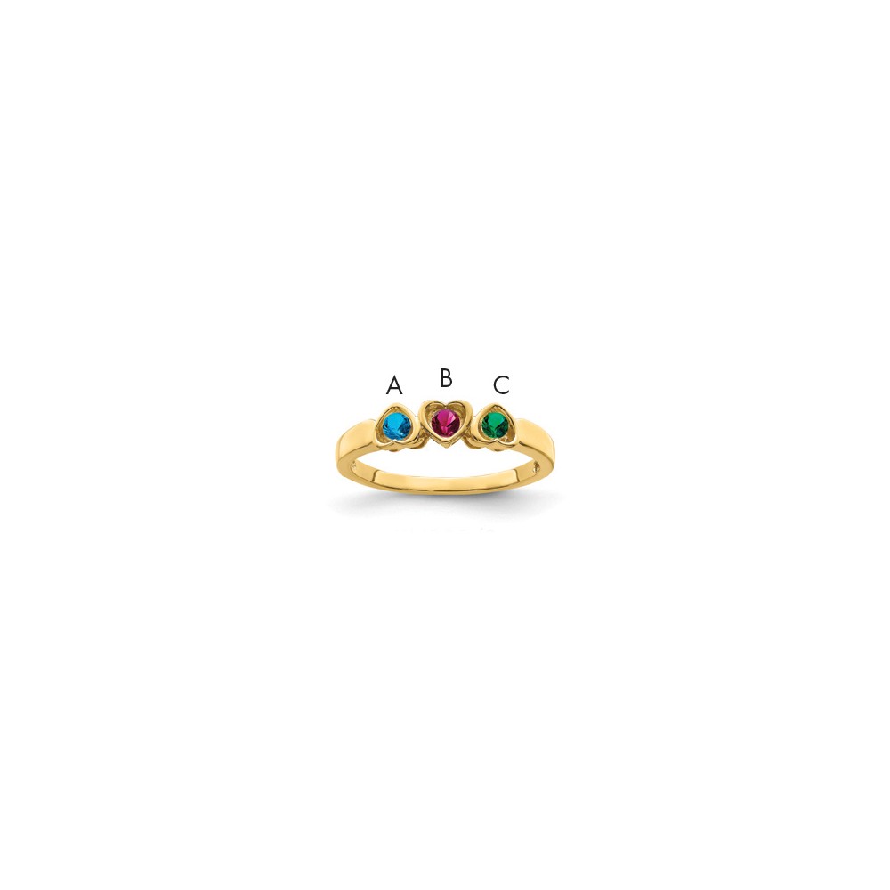 14K Yellow Gold Genuine 3 Stone Mother's Ring
