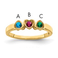 14K Yellow Gold Genuine 3 Stone Mother's Ring view 1