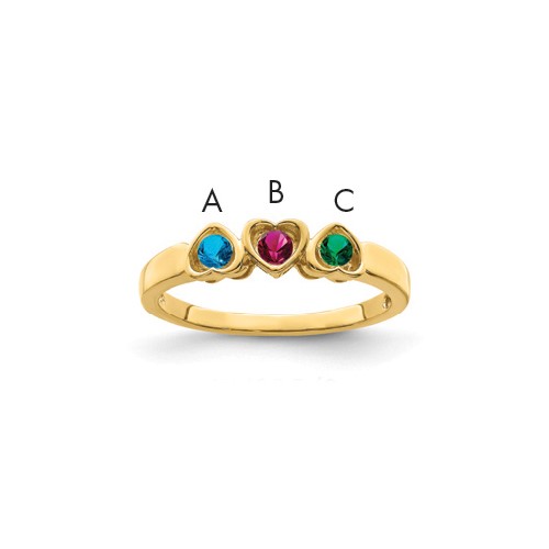 14K Yellow Gold Synthetic Family Jewelry Ring