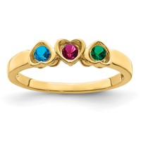 14K Yellow Gold Genuine 3 Stone Mother's Ring view 2