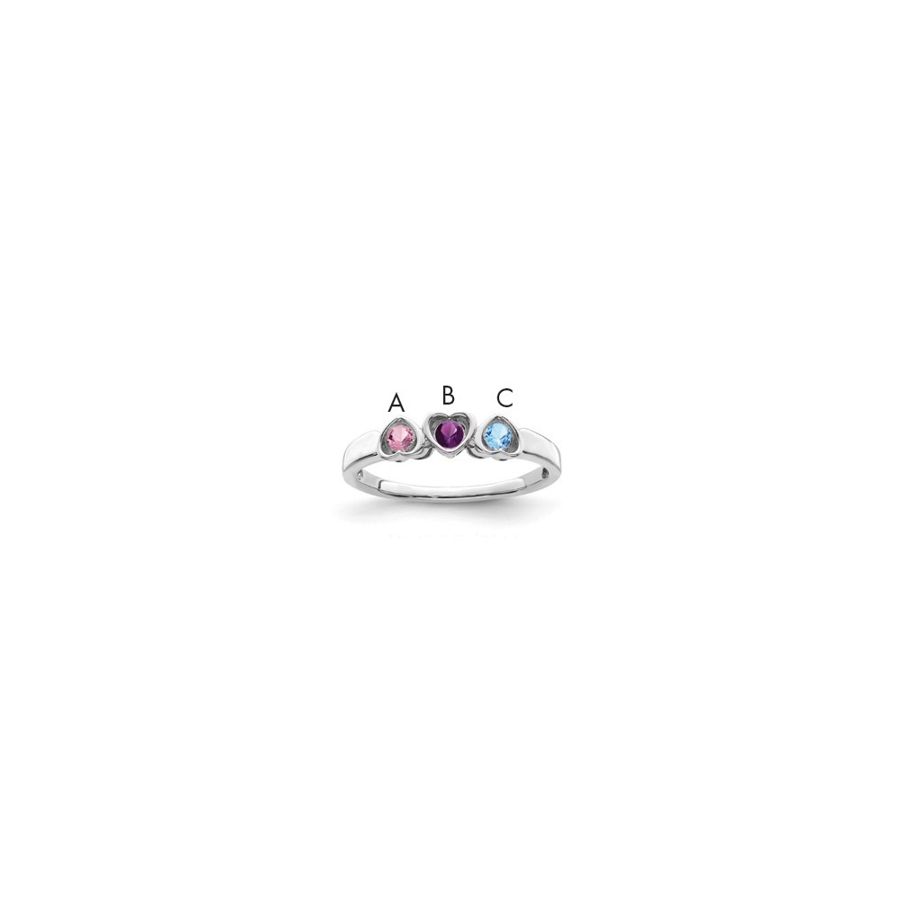 14K White Gold Synthetic Family Jewelry Ring