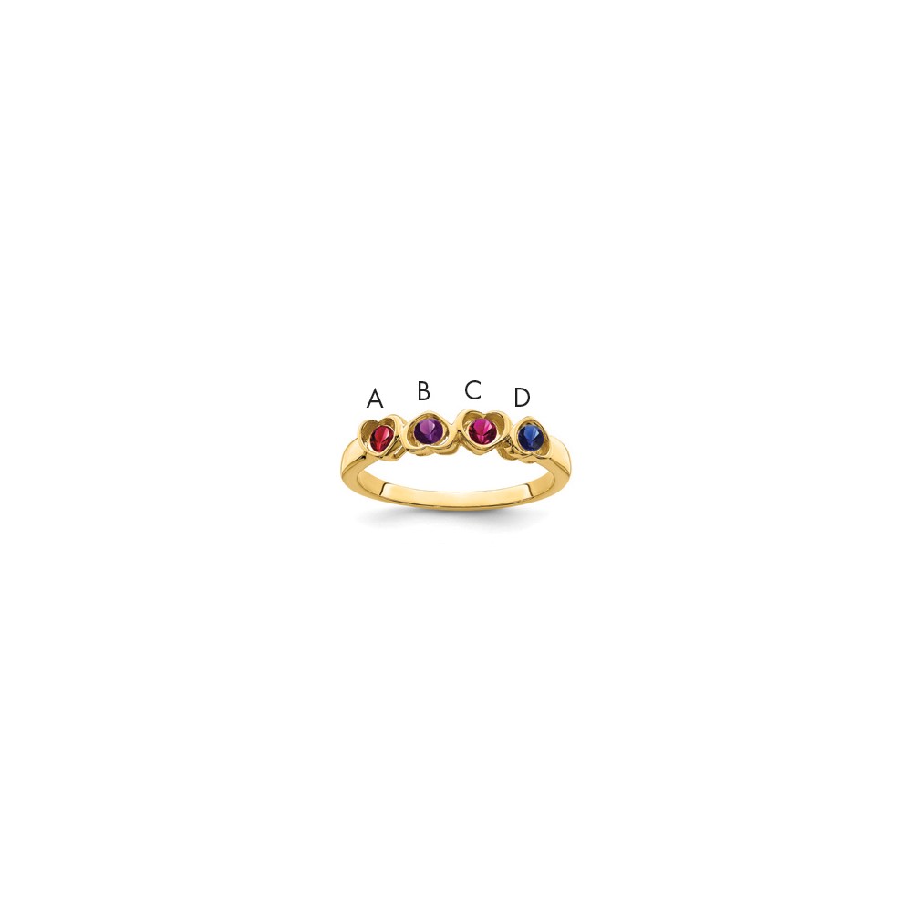14K Yellow Gold Genuine 4 Stone Mother's Ring