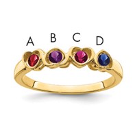 14K Yellow Gold Genuine 4 Stone Mother's Ring view 1