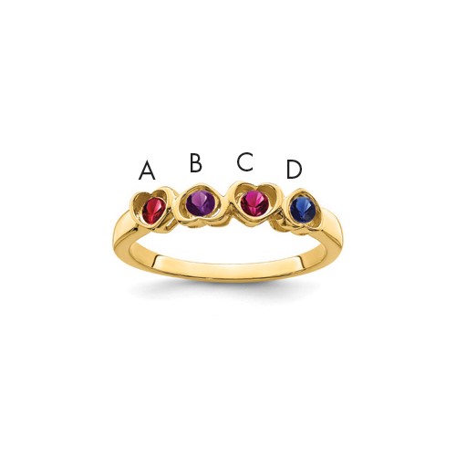 14K Yellow Gold Genuine 4 Stone Mother's Ring