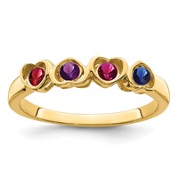 14K Yellow Gold Genuine 4 Stone Mother's Ring view 2