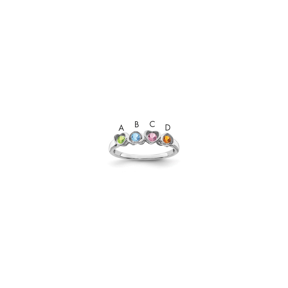 14K White Gold Genuine 4 Stone Mother's Ring