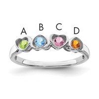 14K White Gold Genuine 4 Stone Mother's Ring view 1