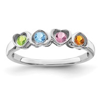 14K White Gold Genuine 4 Stone Mother's Ring view 2
