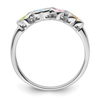 14K White Gold Genuine 4 Stone Mother's Ring view 3