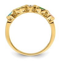 14K Yellow Gold Genuine 5 Stone Mother's Ring view 3
