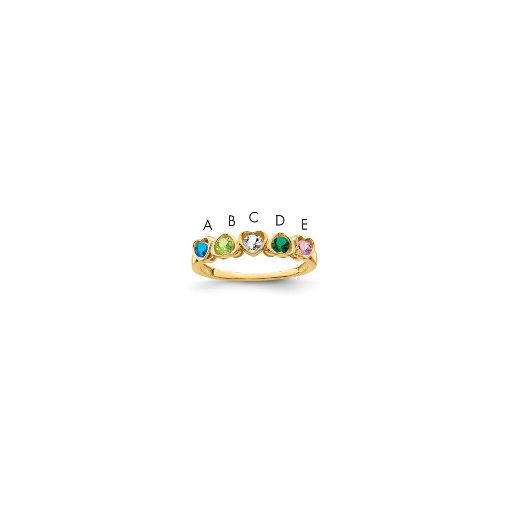 14K Yellow Gold Genuine 5 Stone Mother's Ring