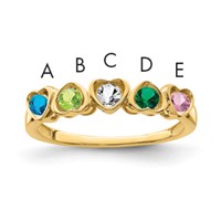 14K Yellow Gold Genuine 5 Stone Mother's Ring view 1