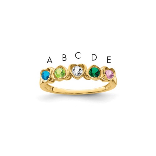 14K Yellow Gold Synthetic Family Jewelry Ring