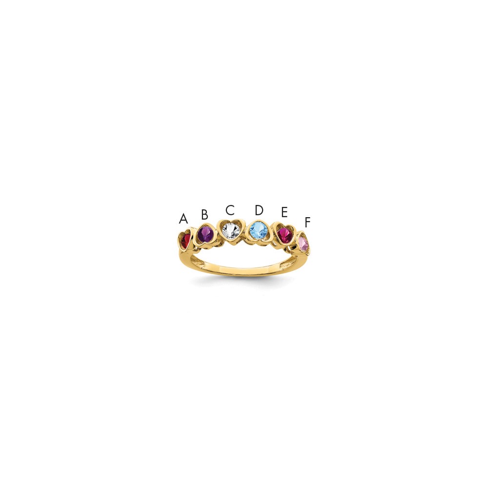 14K Yellow Gold Genuine 6 Stone Mother's Ring